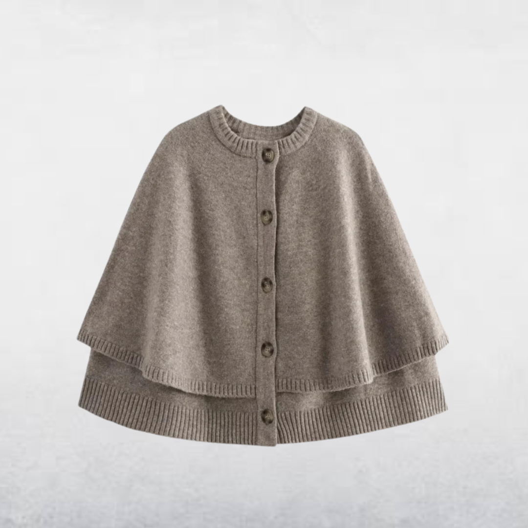 Avere | Trendy Round Neck Cape-Style Knit Cardigan