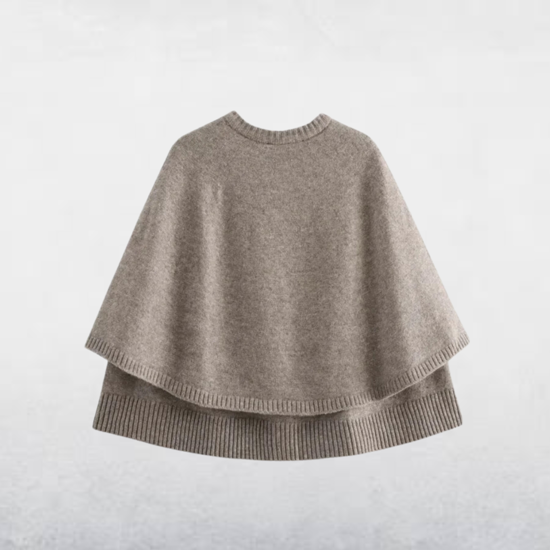 Avere | Trendy Round Neck Cape-Style Knit Cardigan