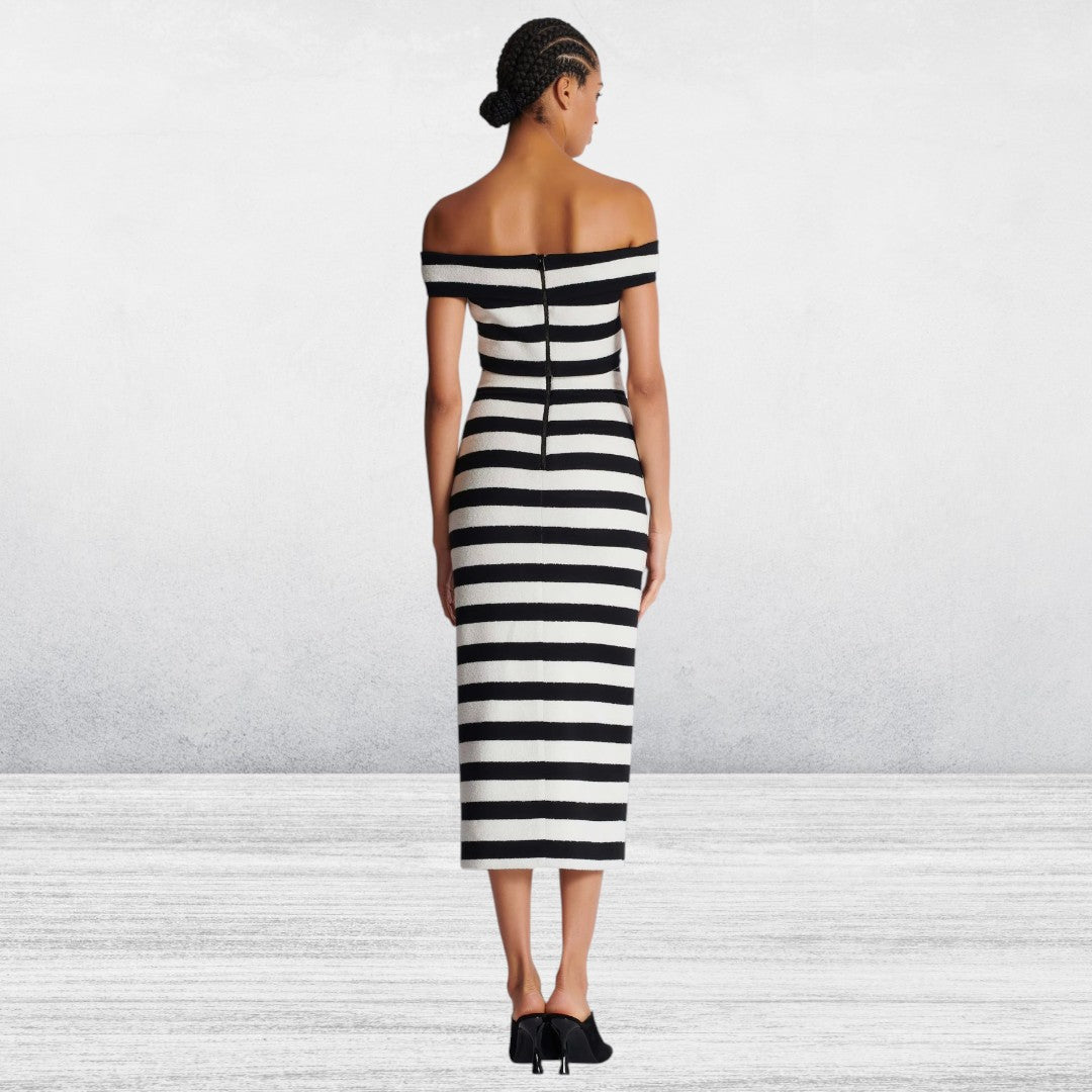 Avere | Women's Elegant Off-Shoulder Striped Co Ord Set