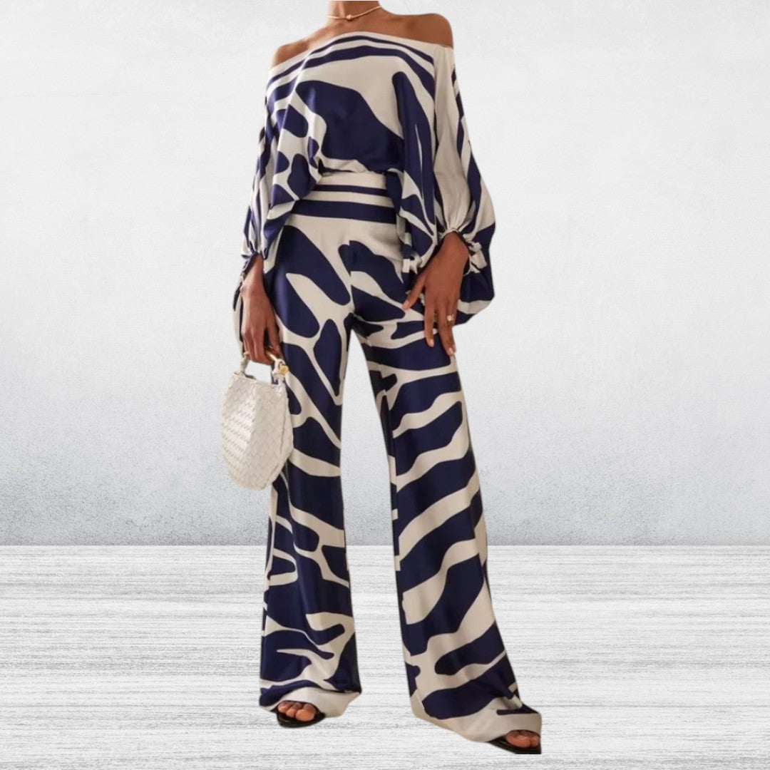 Avere | Women's Chic Zebra-Print Off Shoulder Set