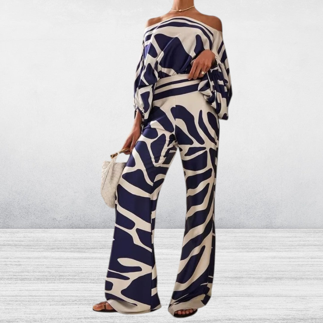 Avere | Women's Chic Zebra-Print Off Shoulder Set